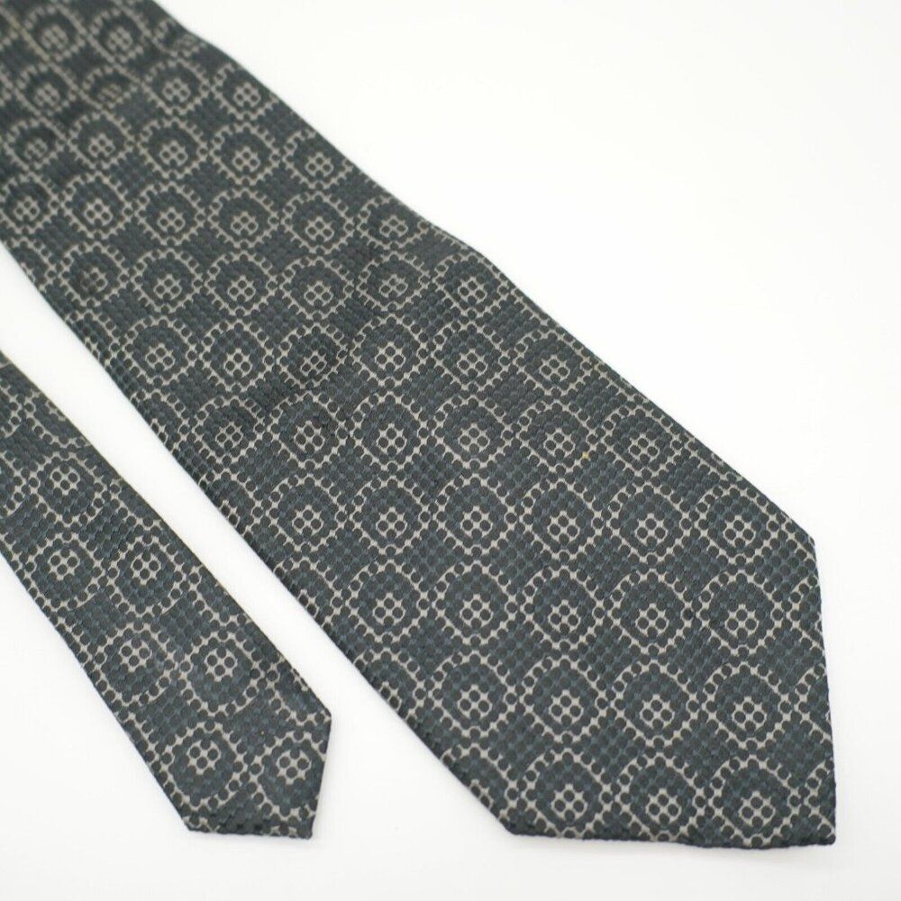 Alfani Black Beige Woven Silk Tie Wide Geometric